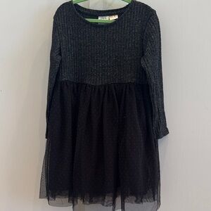 Zara Girls Black Sparkle Knit & Tulle Party Dress